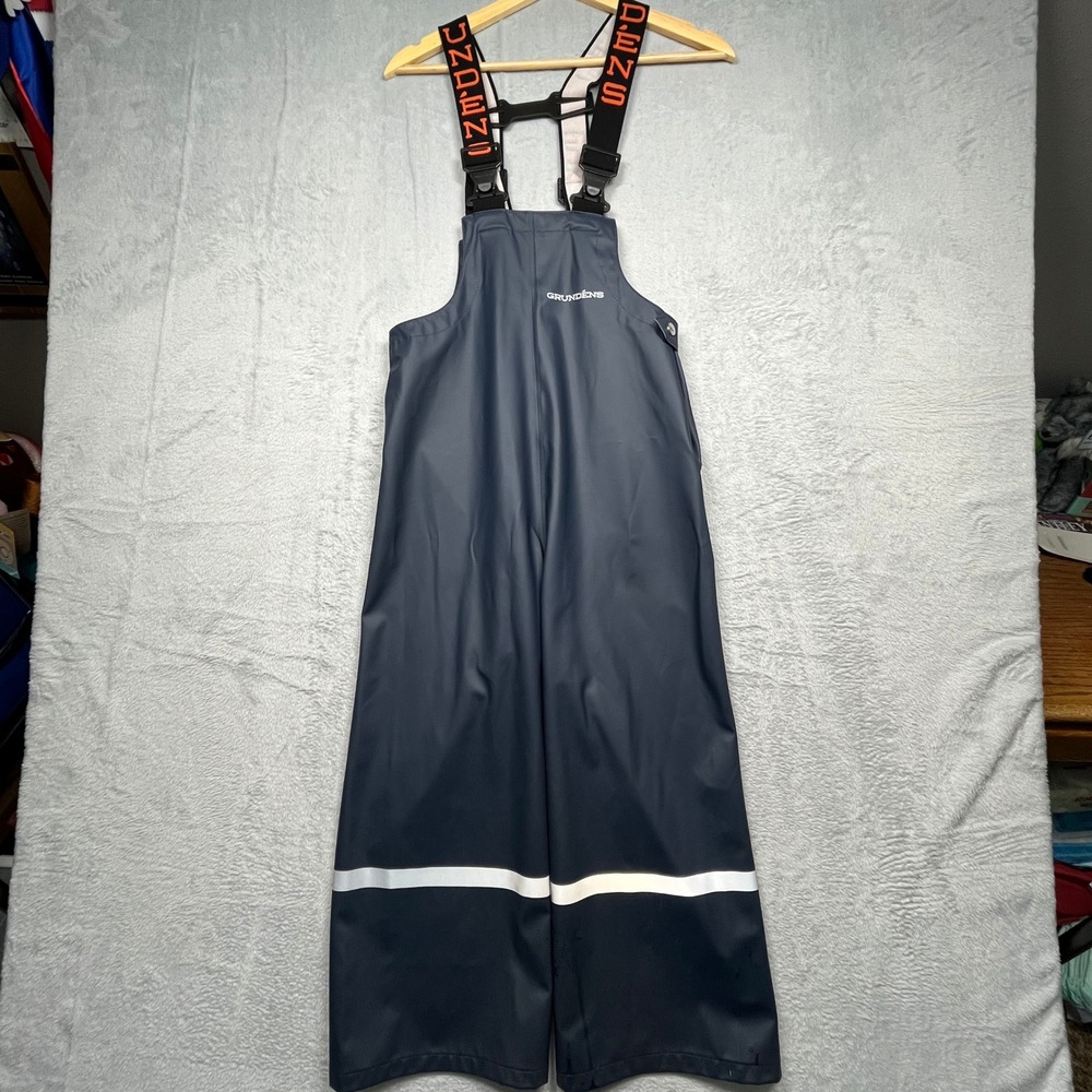 Grundens Bib Overalls Kids Navy Blue Reflective Waterproof Fishing Gear Size 8
